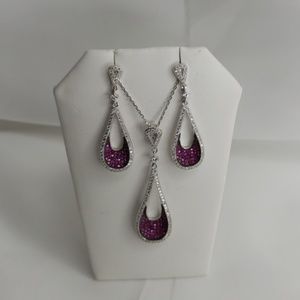 STERLING SILVER (925)RHINESTONE NECKLACE SET